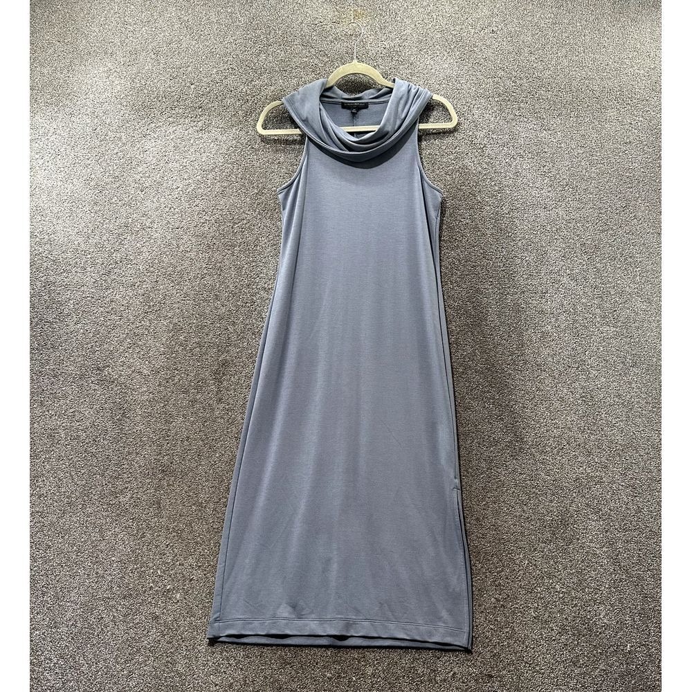 Banana Republic Cowl Neck Midi Dress Women XS Blue Sleeveless Stretch Comfort